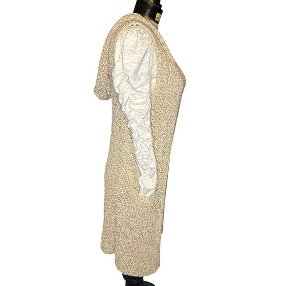 Skies Are Blue Women’s Oatmeal Color Sleeveless Cardigan With Hood Small Boho - Picture 2 of 6